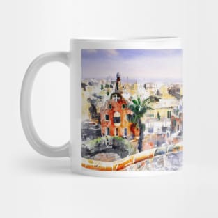 Barcelona Park Guell Watercolor Cityscape Mug